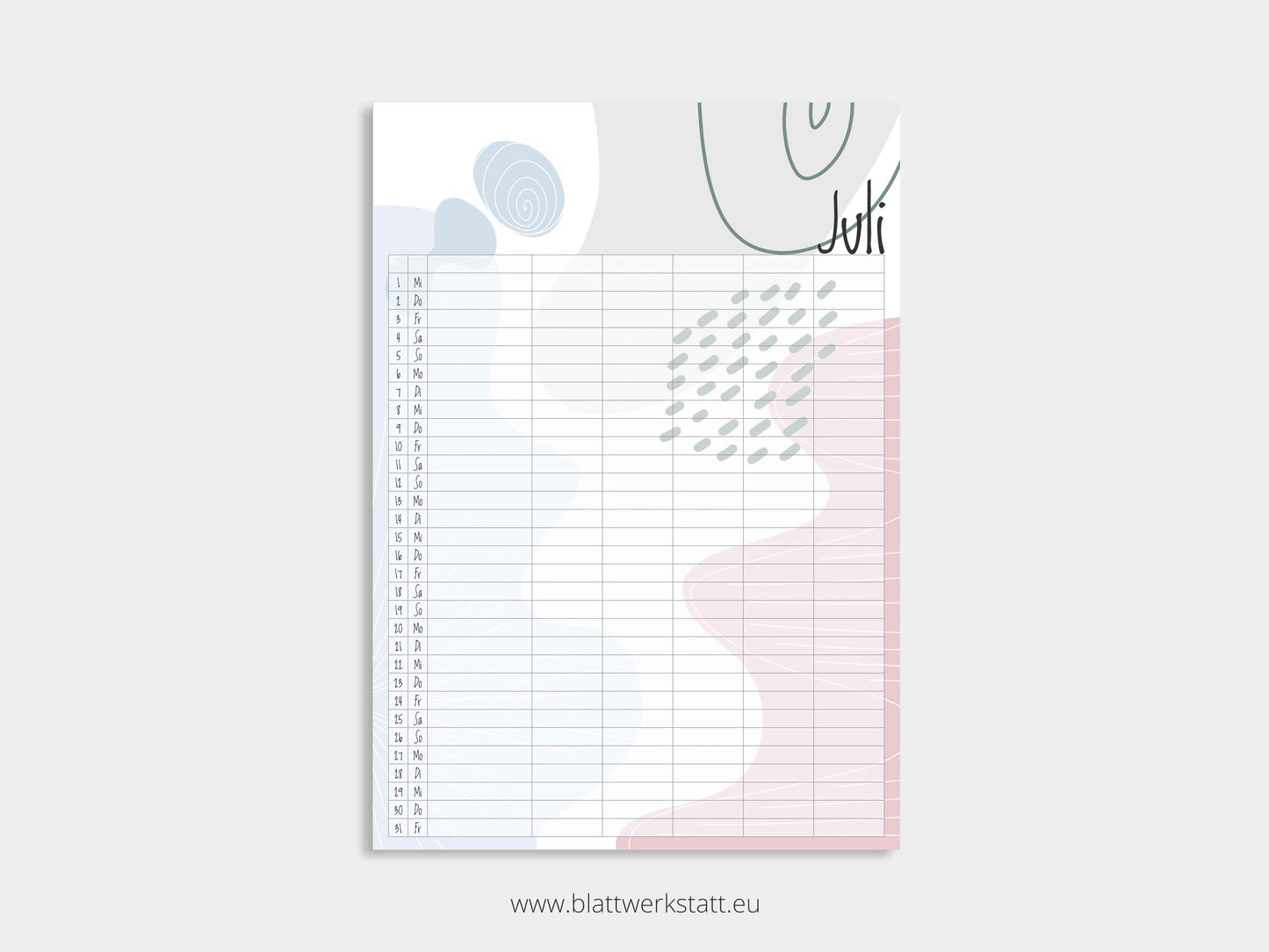 Wand Kalenderblätter "Farbwelten"