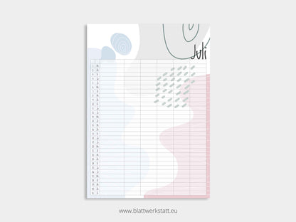 Wand Kalenderblätter "Farbwelten"