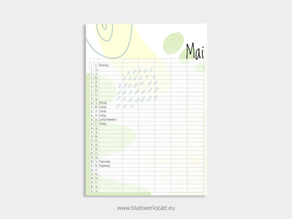 Wand Kalenderblätter "Farbwelten"