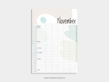 Wand Kalenderblätter "Farbwelten"