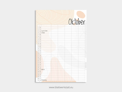 Wand Kalenderblätter "Farbwelten"