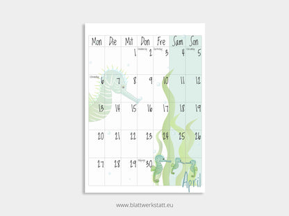 Wand Kalenderblätter "Tiefsee"