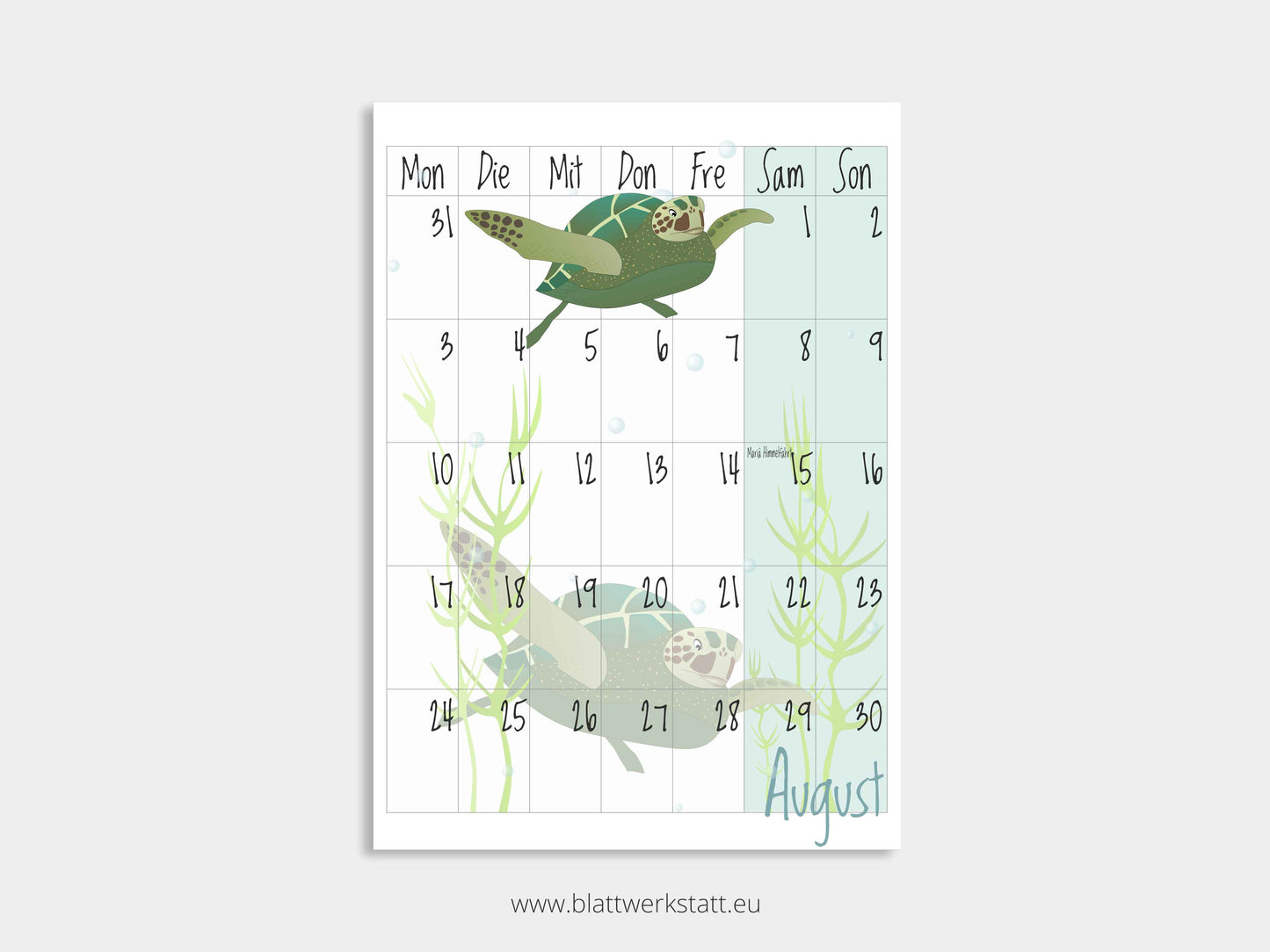 Wand Kalenderblätter "Tiefsee"