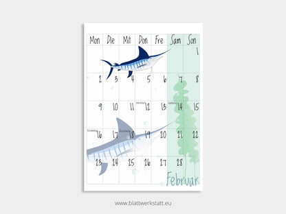 Wand Kalenderblätter "Tiefsee"