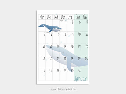 Wand Kalenderblätter "Tiefsee"