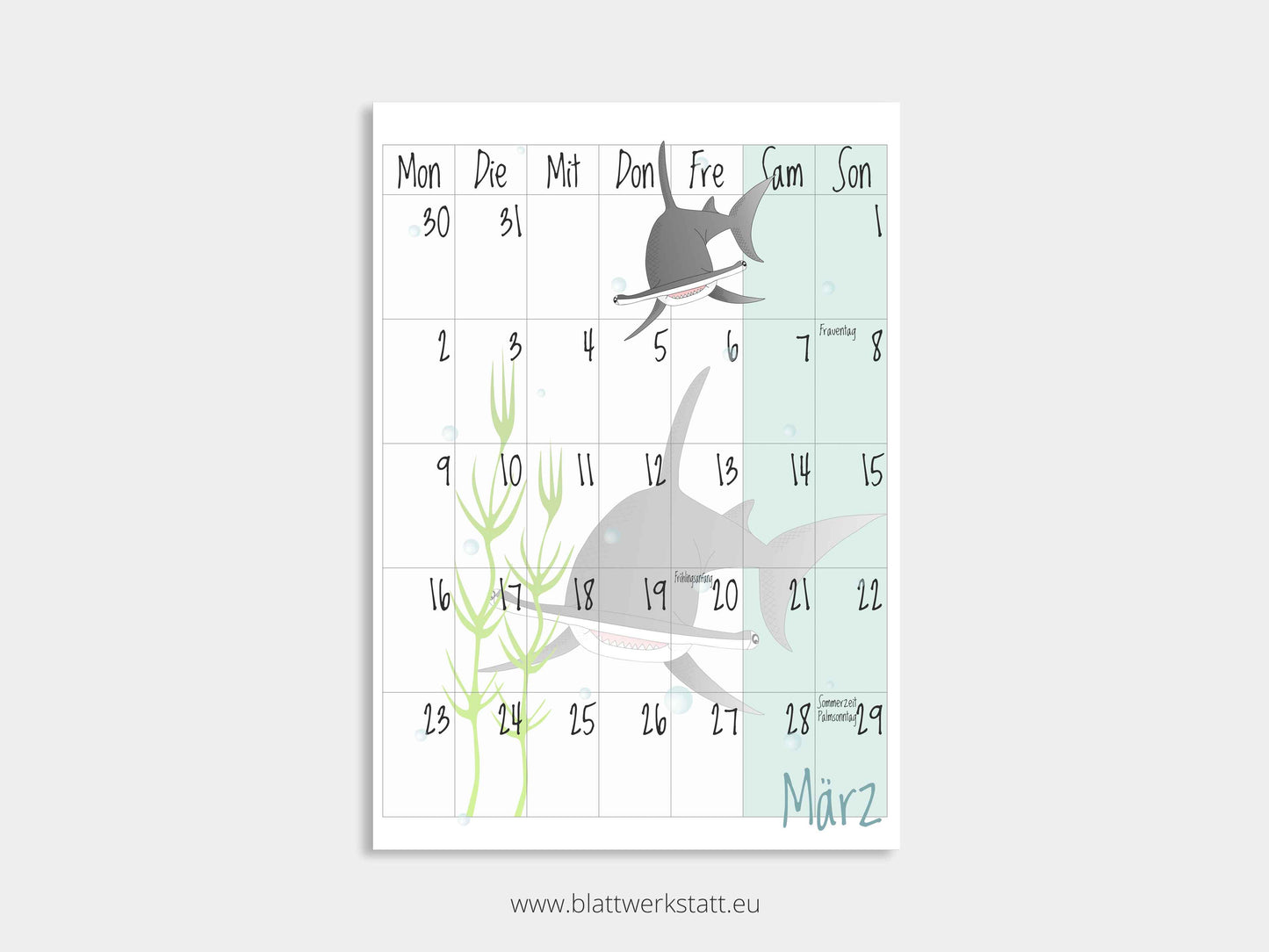 Wand Kalenderblätter "Tiefsee"