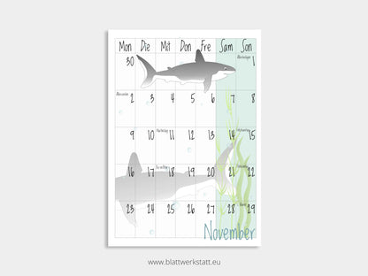 Wand Kalenderblätter "Tiefsee"