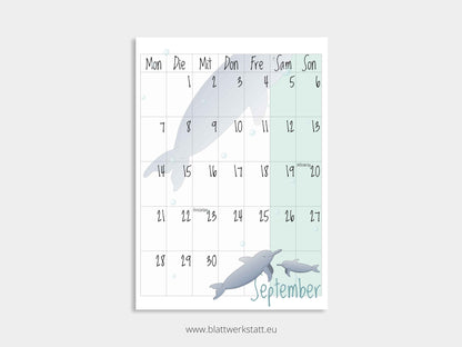 Wand Kalenderblätter "Tiefsee"