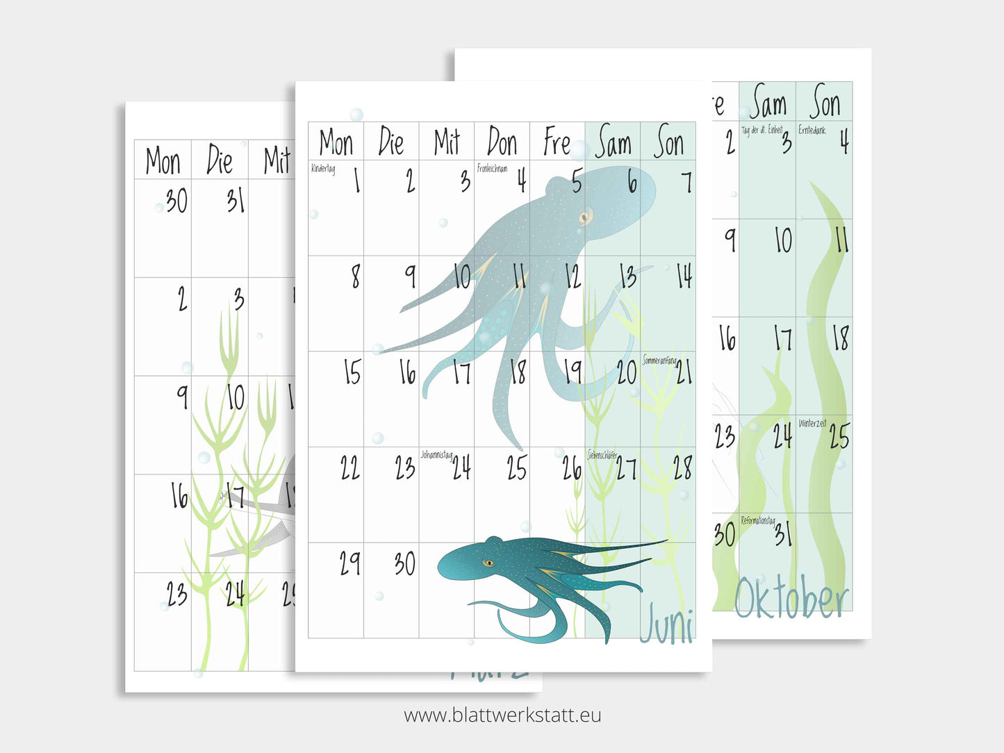 Wand Kalenderblätter "Tiefsee"