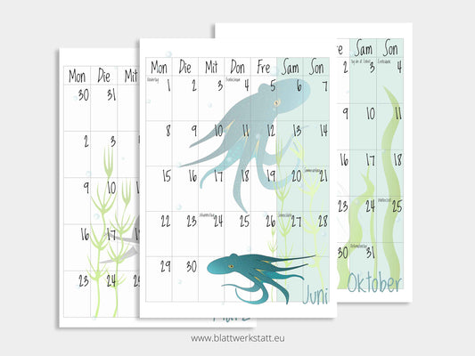 Wand Kalenderblätter "Tiefsee"