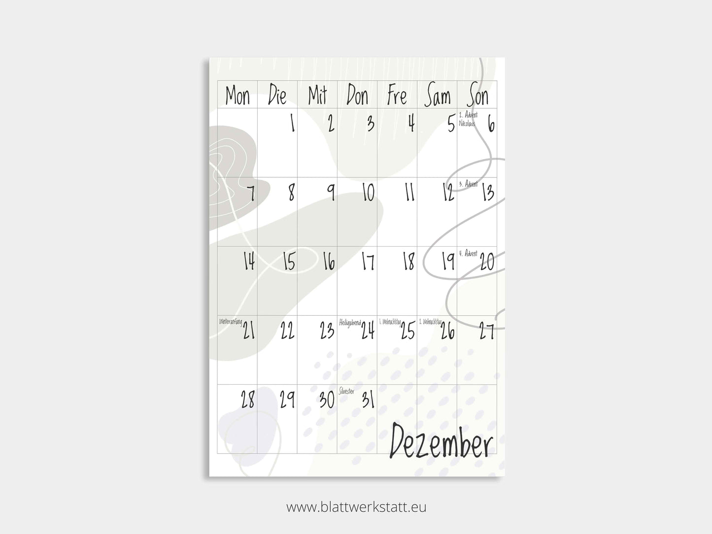 Wand Kalenderblätter "Farbwelten"