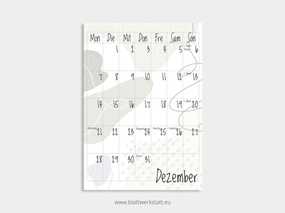 Wand Kalenderblätter "Farbwelten"