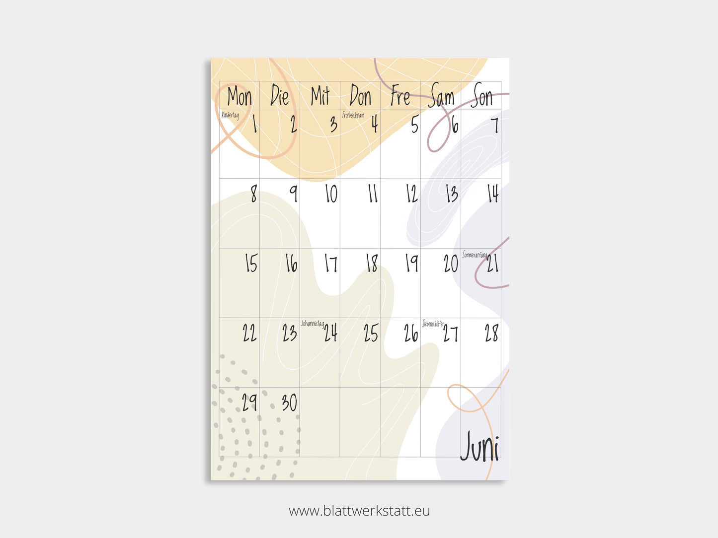 Wand Kalenderblätter "Farbwelten"