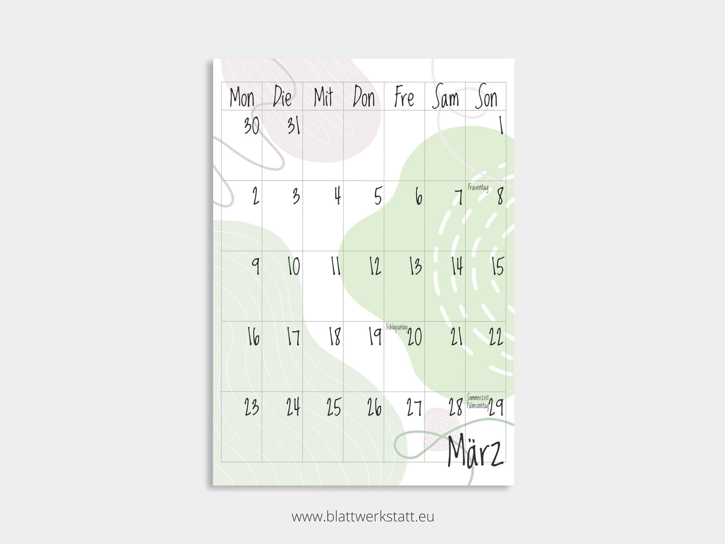 Wand Kalenderblätter "Farbwelten"