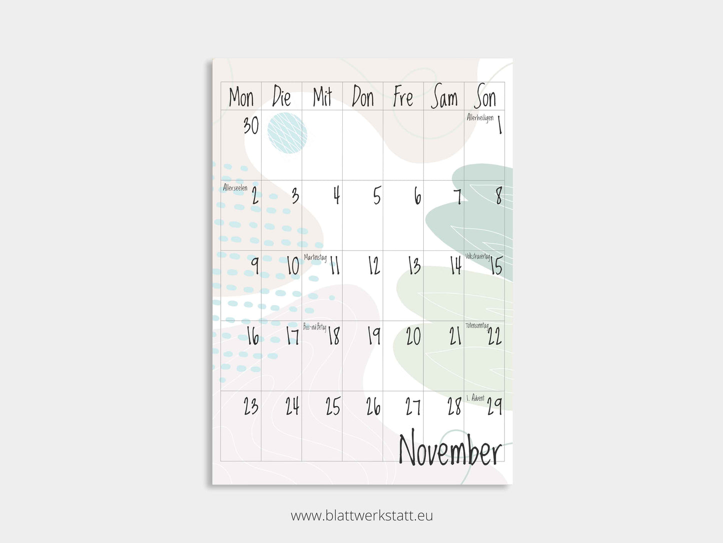 Wand Kalenderblätter "Farbwelten"