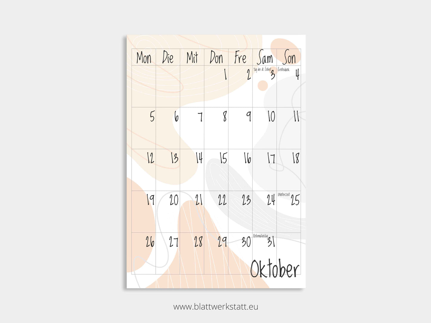 Wand Kalenderblätter "Farbwelten"