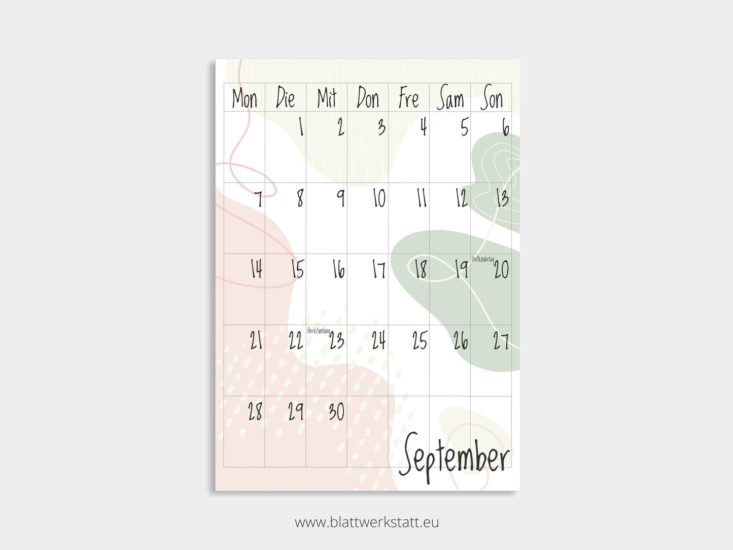 Wand Kalenderblätter "Farbwelten"