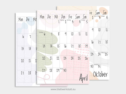 Wand Kalenderblätter "Farbwelten"