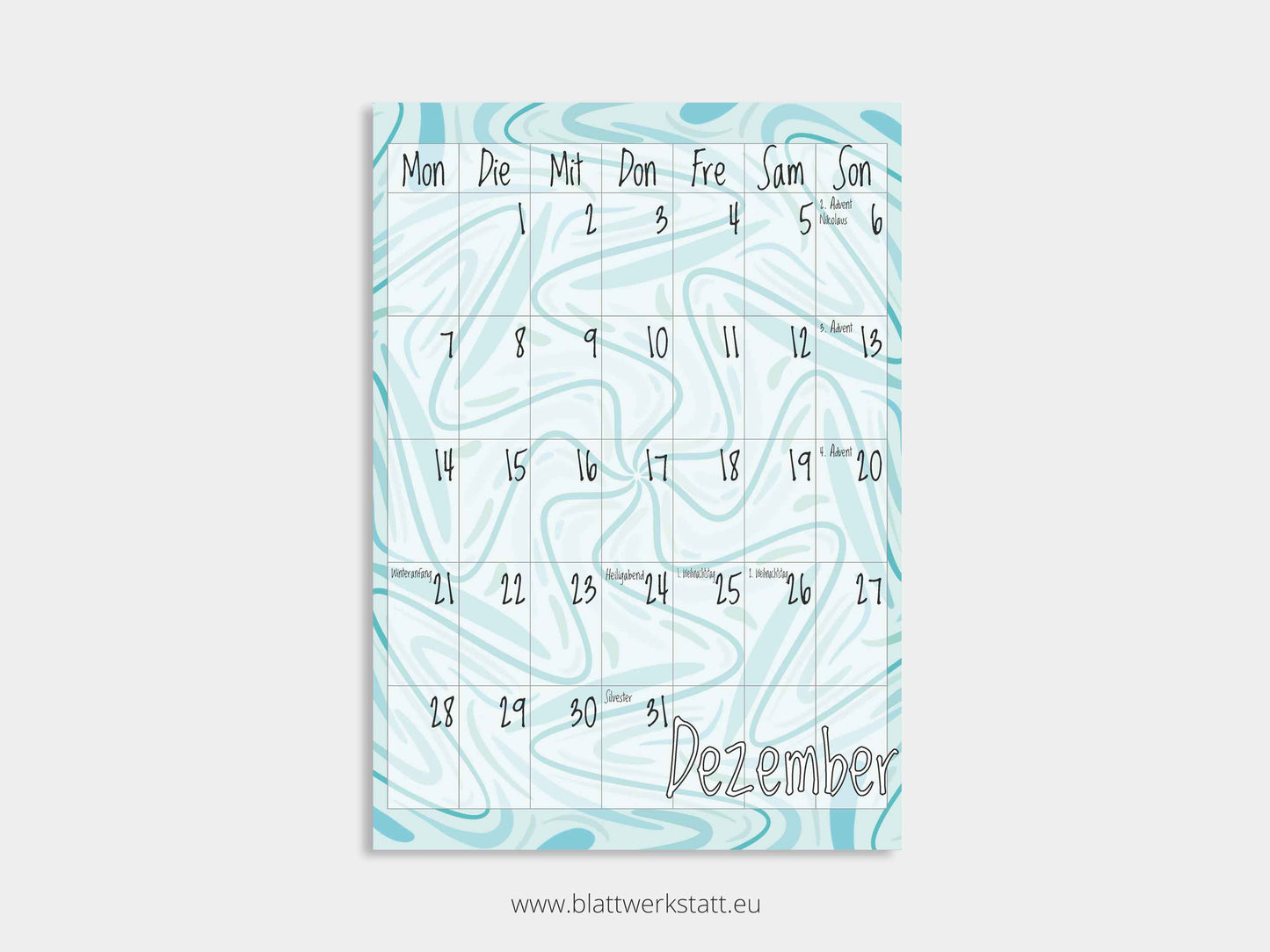 Wand Kalenderblätter "Rotation"