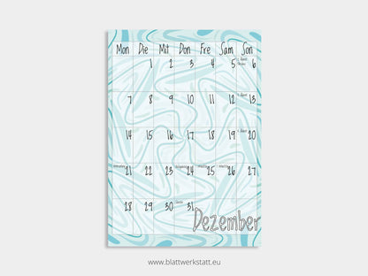 Wand Kalenderblätter "Rotation"