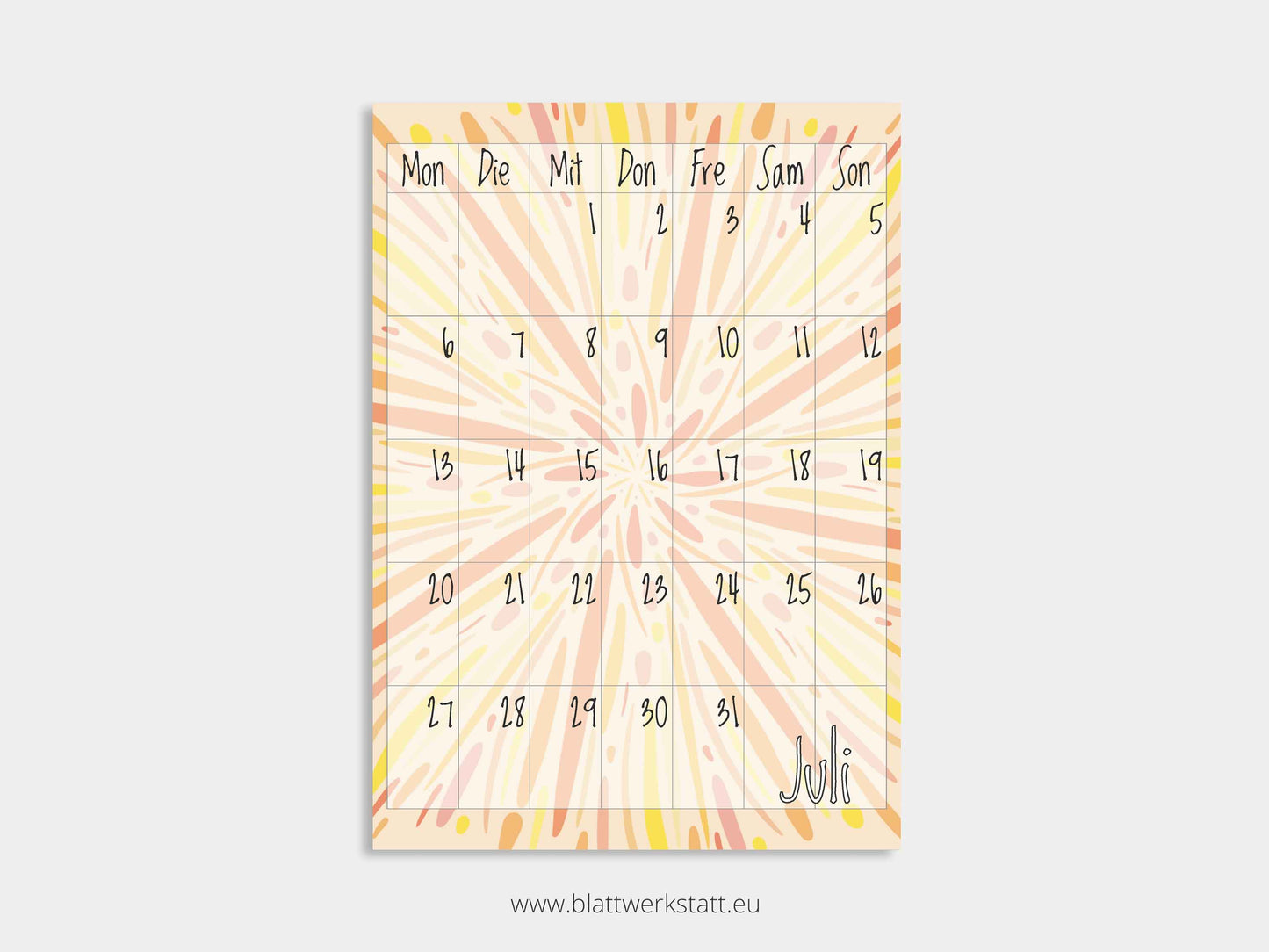 Wand Kalenderblätter "Rotation"