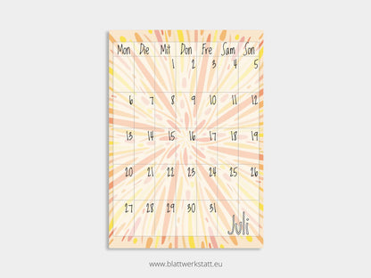 Wand Kalenderblätter "Rotation"