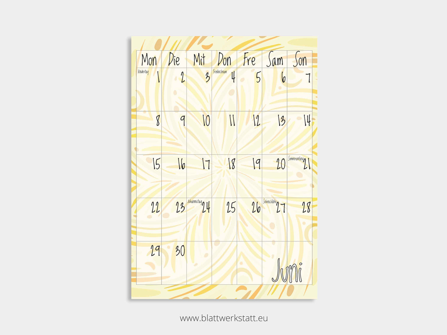 Wand Kalenderblätter "Rotation"