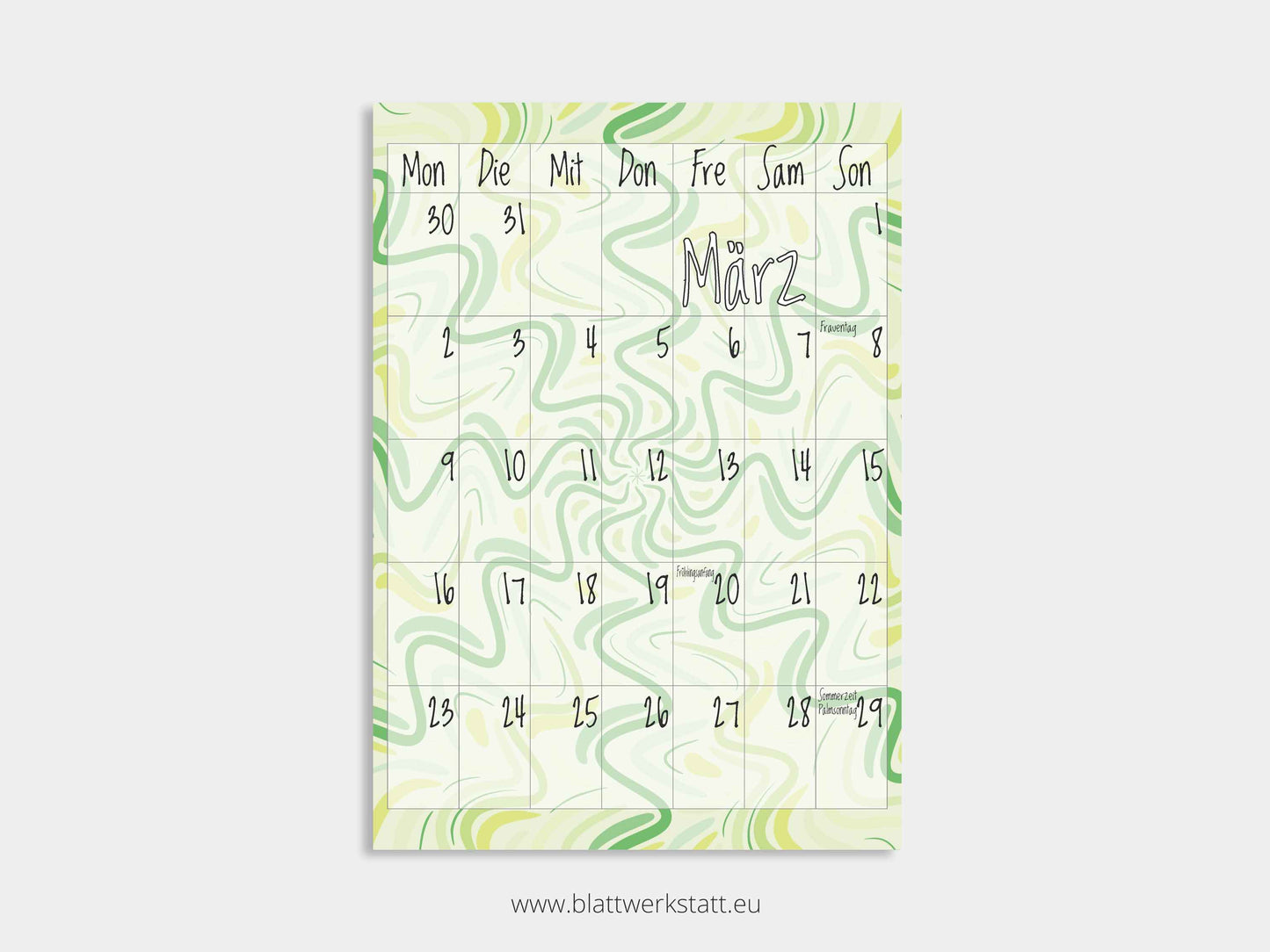 Wand Kalenderblätter "Rotation"