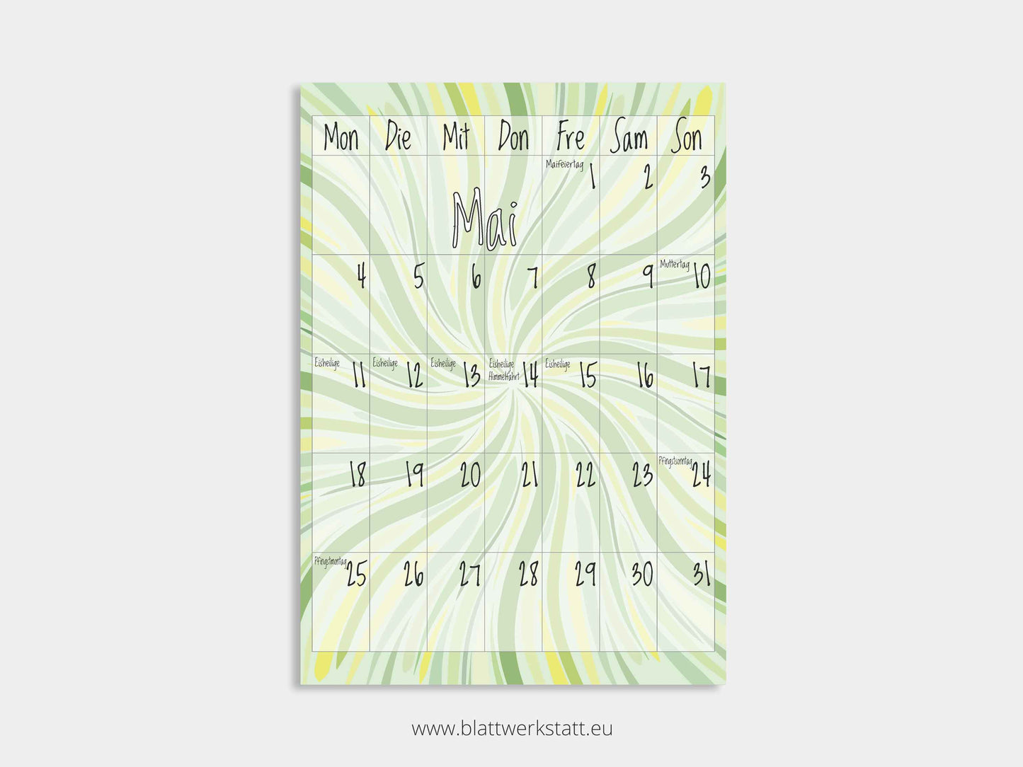 Wand Kalenderblätter "Rotation"