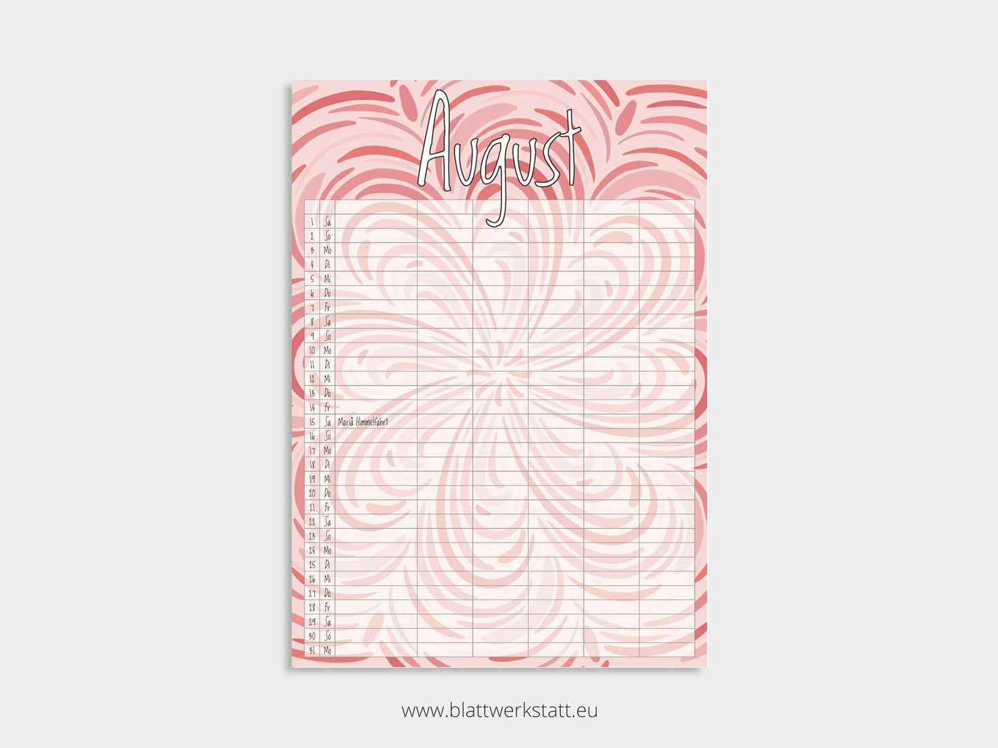 Wand Kalenderblätter "Rotation"