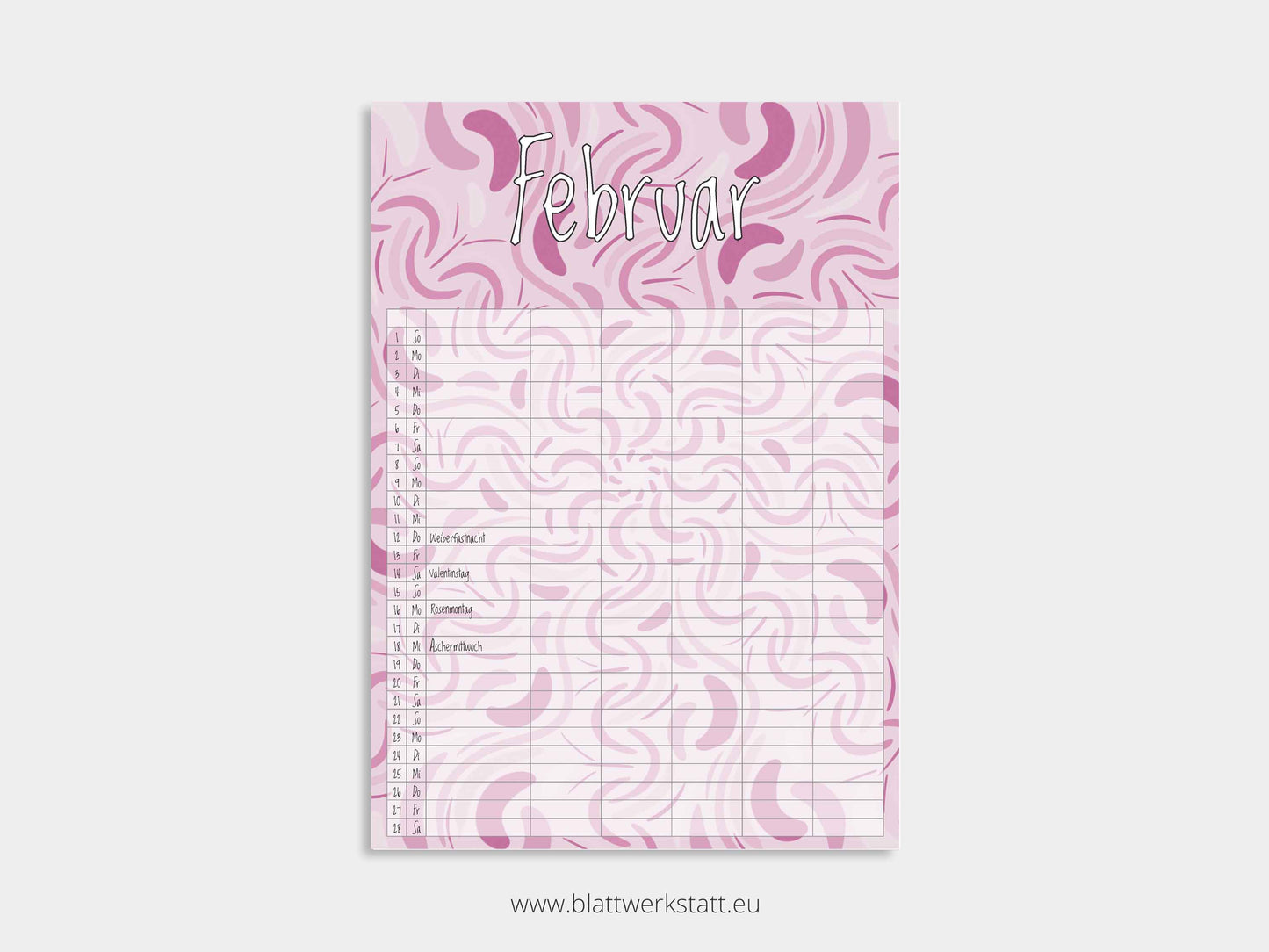 Wand Kalenderblätter "Rotation"