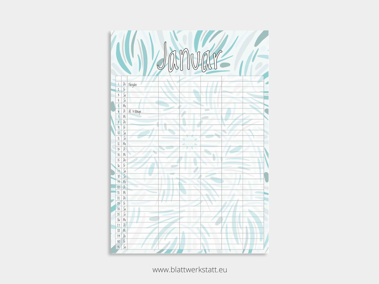 Wand Kalenderblätter "Rotation"