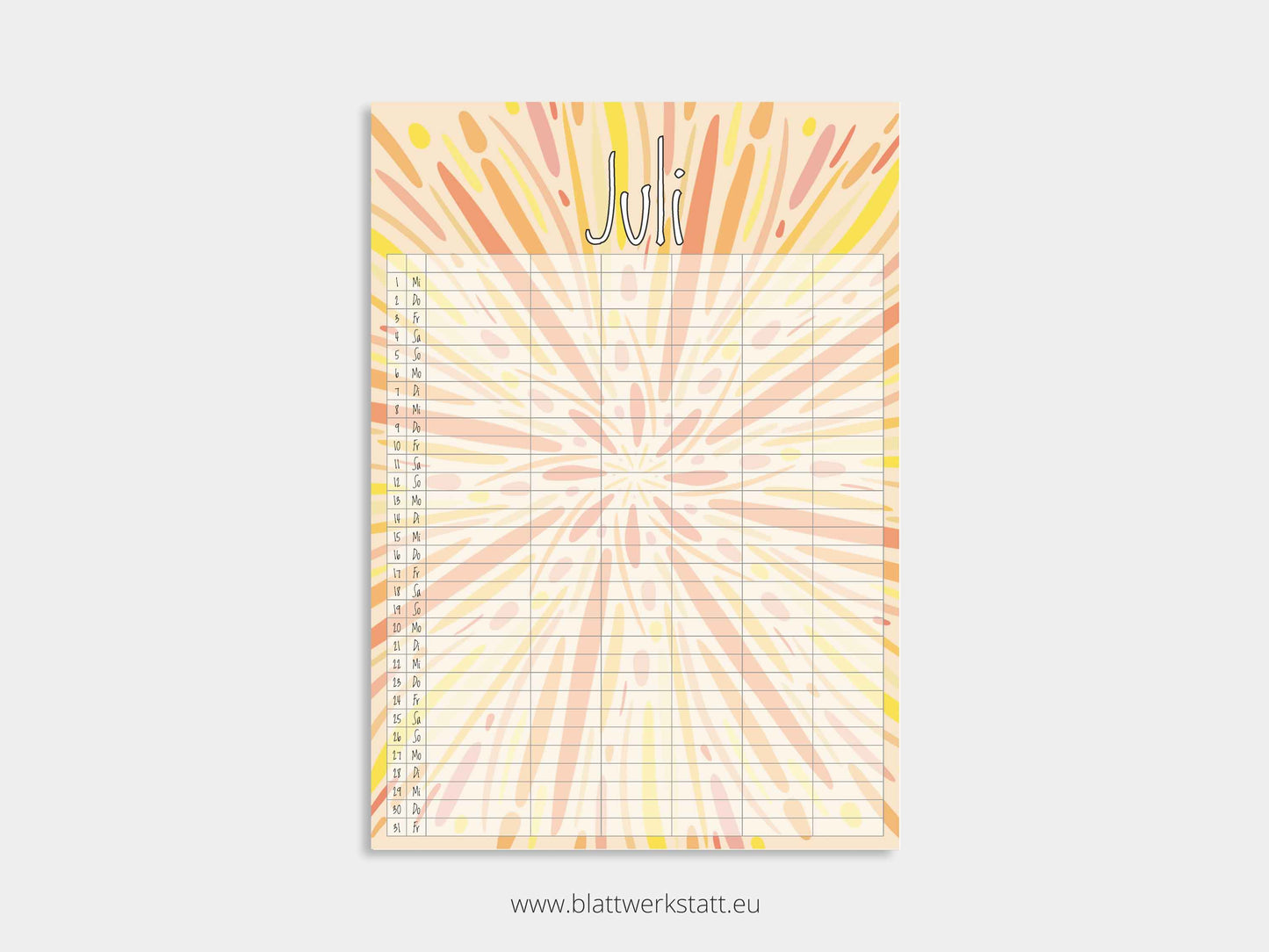 Wand Kalenderblätter "Rotation"