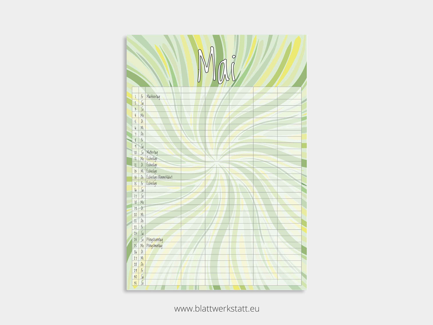 Wand Kalenderblätter "Rotation"