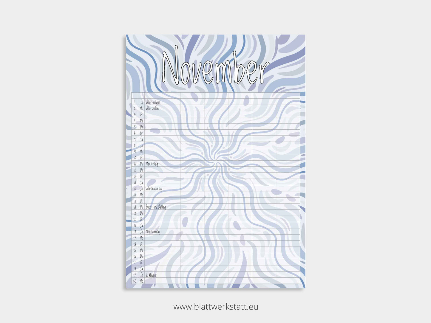 Wand Kalenderblätter "Rotation"