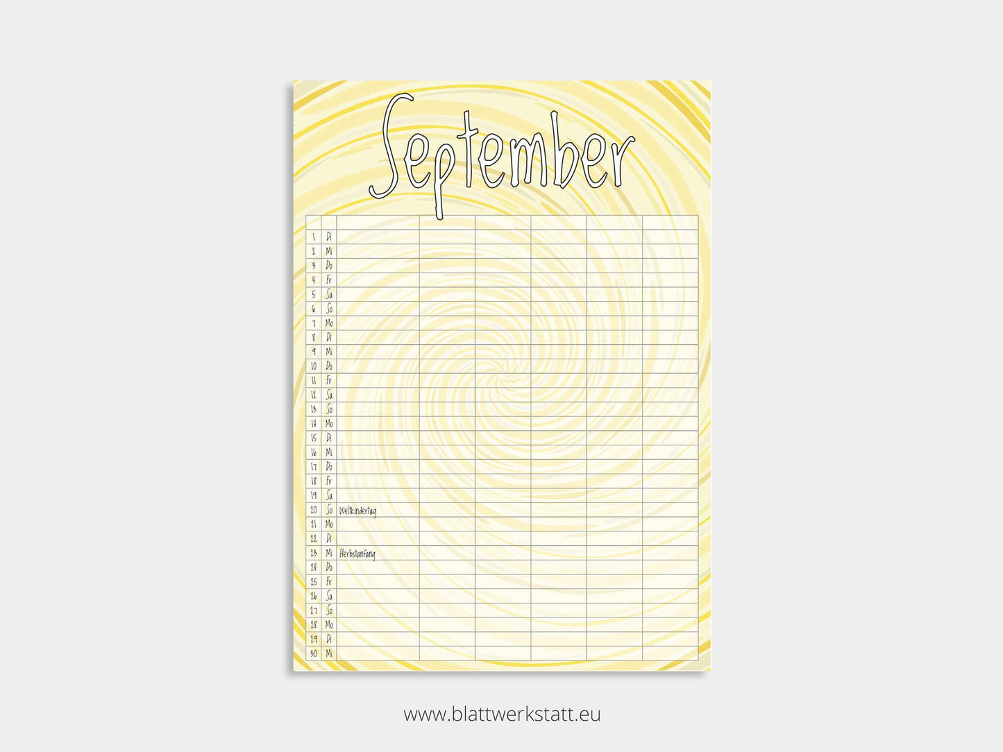 Wand Kalenderblätter "Rotation"