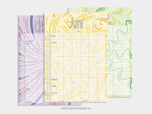 Wand Kalenderblätter "Rotation"