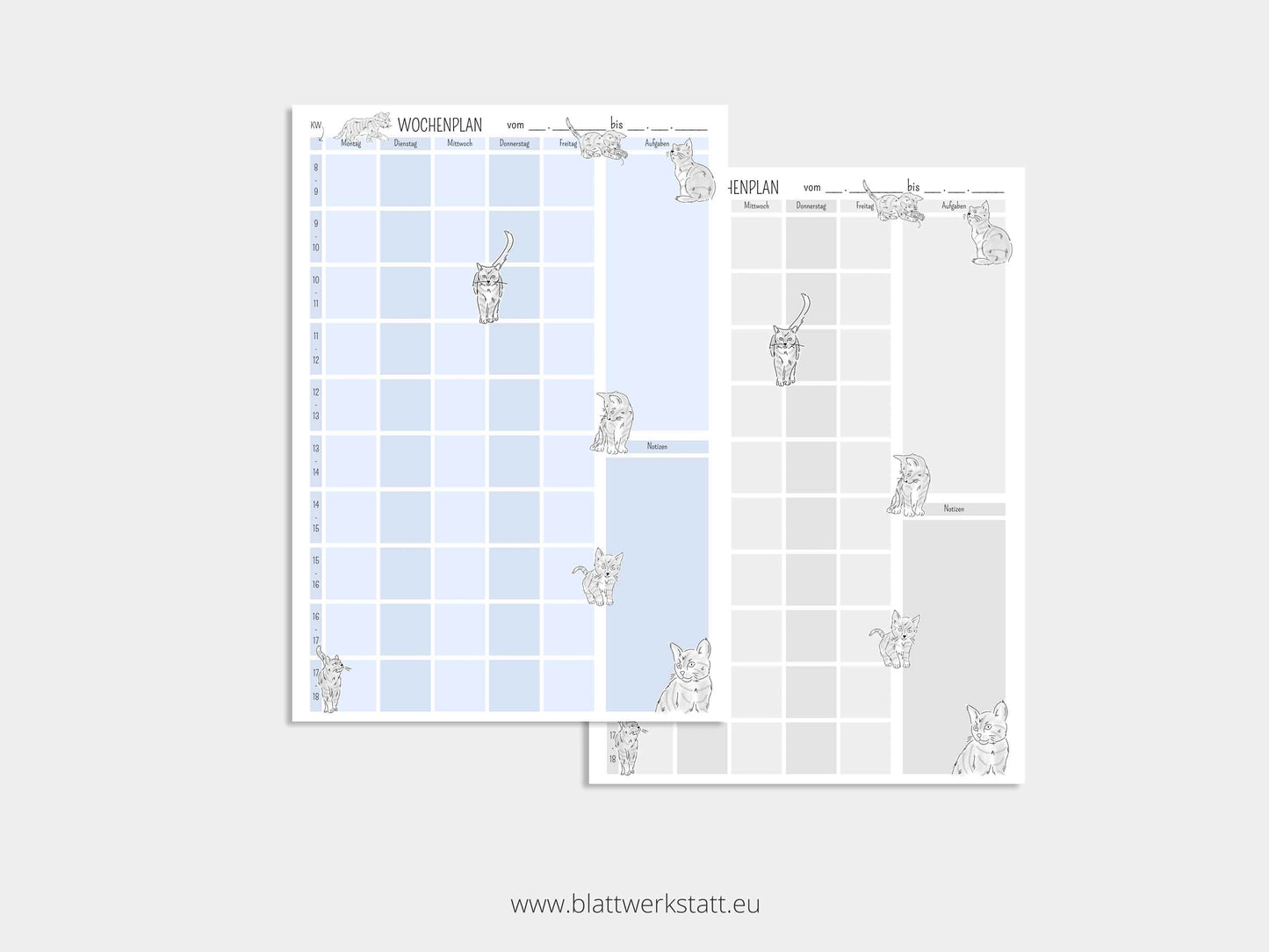 Digitaler Wochenplan A4 "Katzen"
