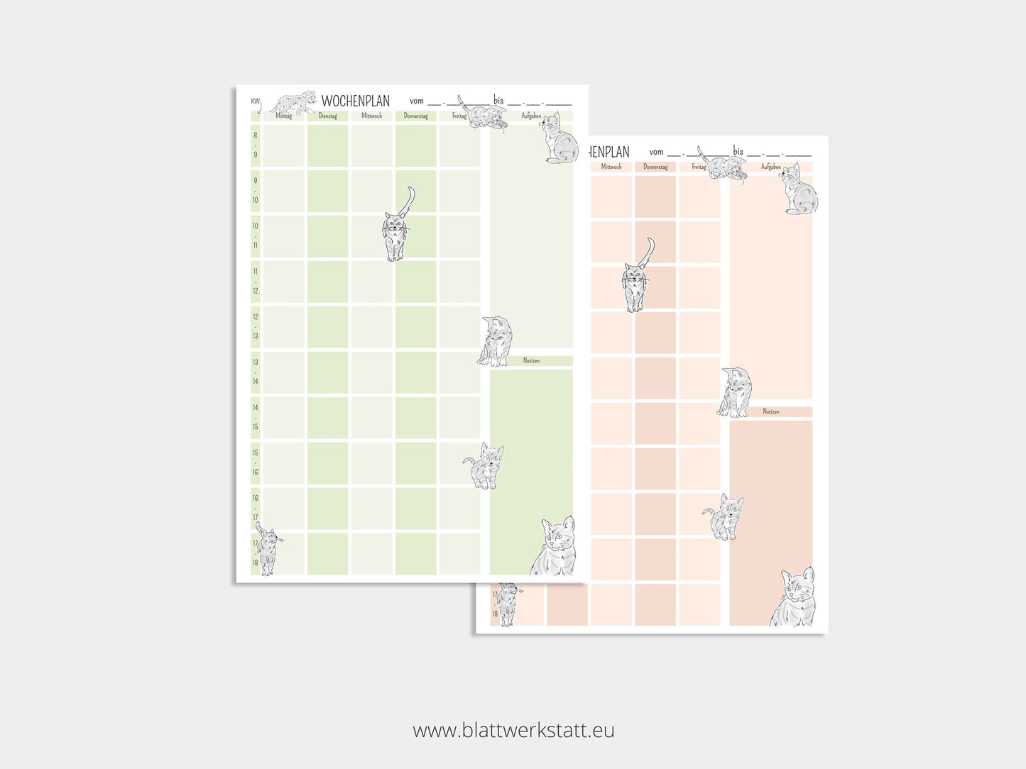 Digitaler Wochenplan A4 "Katzen"
