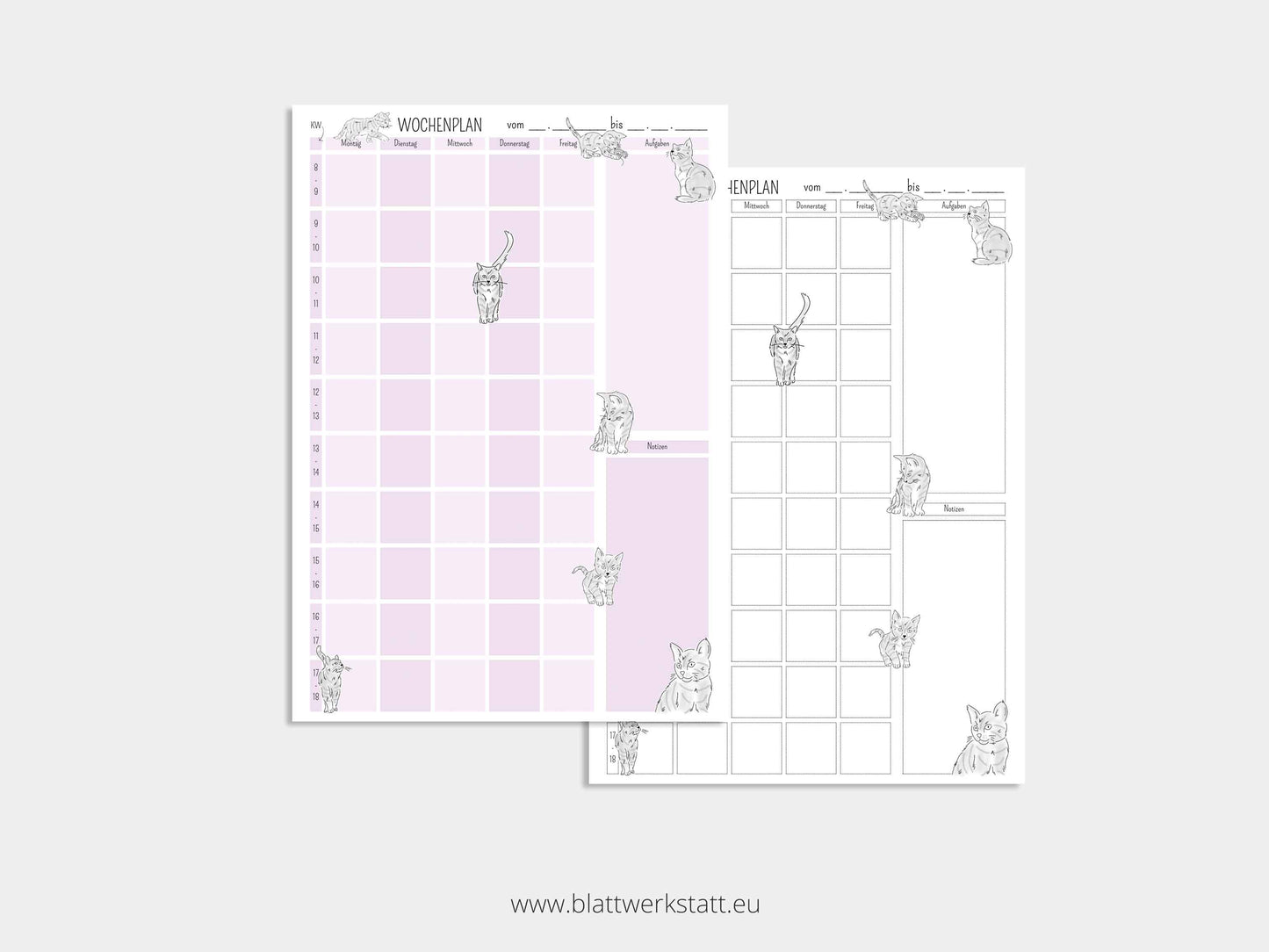 Digitaler Wochenplan A4 "Katzen"