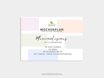 Digitaler Wochenplan A3 "Minimalismus"