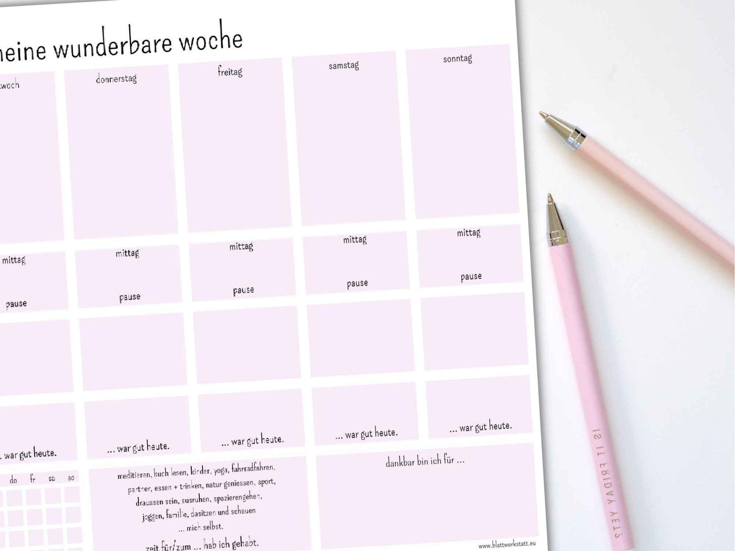 Digitaler Wochenplan A3 "Minimalismus"