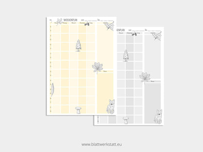 Digitaler Wochenplan A4 "Wald"