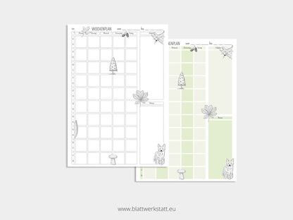 Digitaler Wochenplan A4 "Wald"