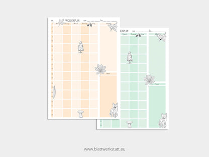 Digitaler Wochenplan A4 "Wald"