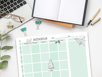 Digitaler Wochenplan A4 "Wald"